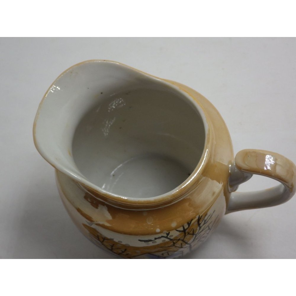 Creamer Gold Lusterware Ceramic Vintage Japan Winter Scene - Picture 9 of 10